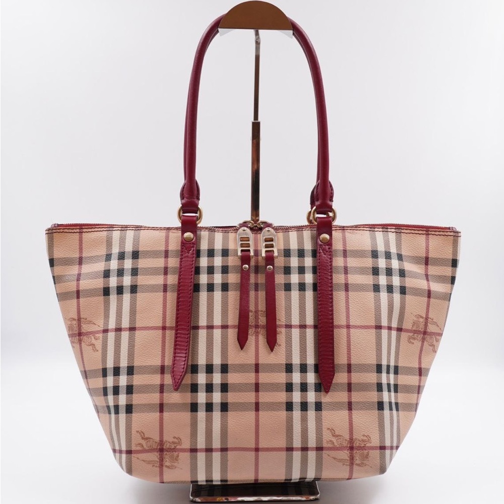 Burberry Haymarket Check Salisbury Tote in Military Red
